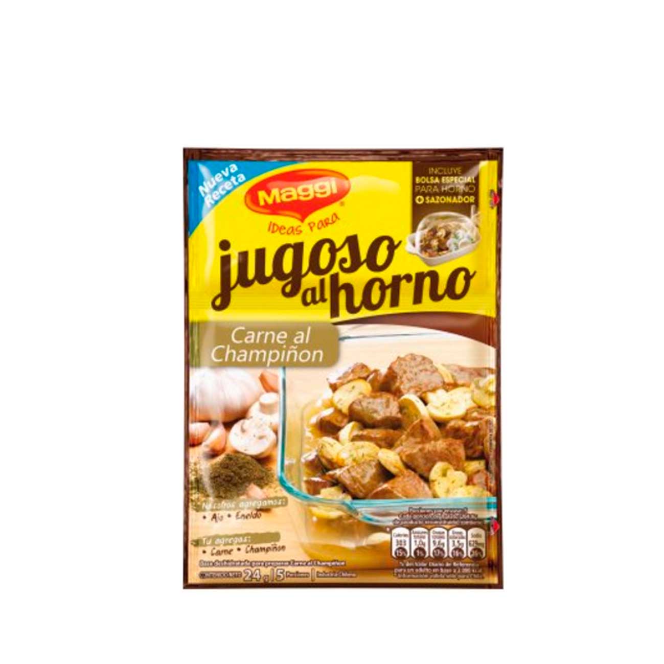 Caldo Jugoso al horno en bolsa saborcarne con champignones MAGGI